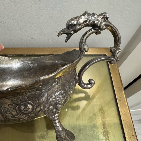 Corbell And Co Silver Plated Gravy Boat, Bird of Prey or Eagle Handle - Picture 4 of 8